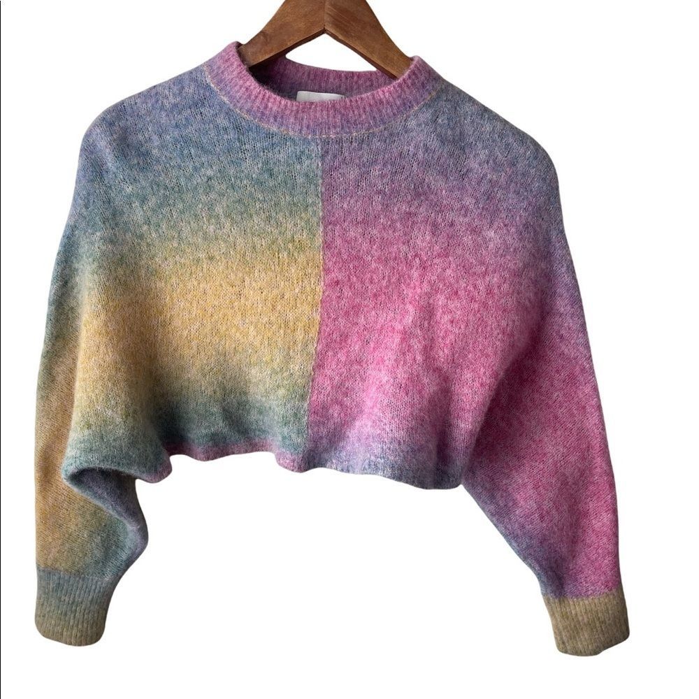 Aritzia Wilfred Free multicoloured alpaca/wool extremely cropped sweater